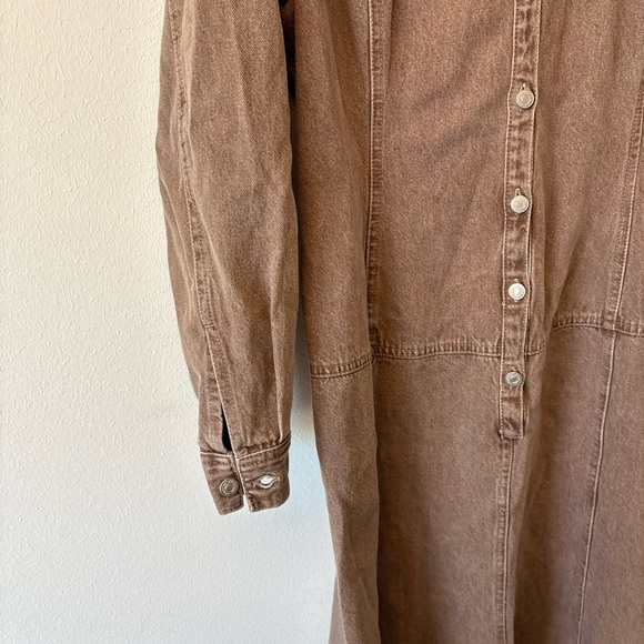Vintage Jeanology Brown Denim Trench-Style Maxi Dress (Size 14) - Picture 4 of 7